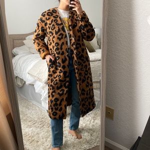 dRA x Anthropologie Animal Print Sherpa coat